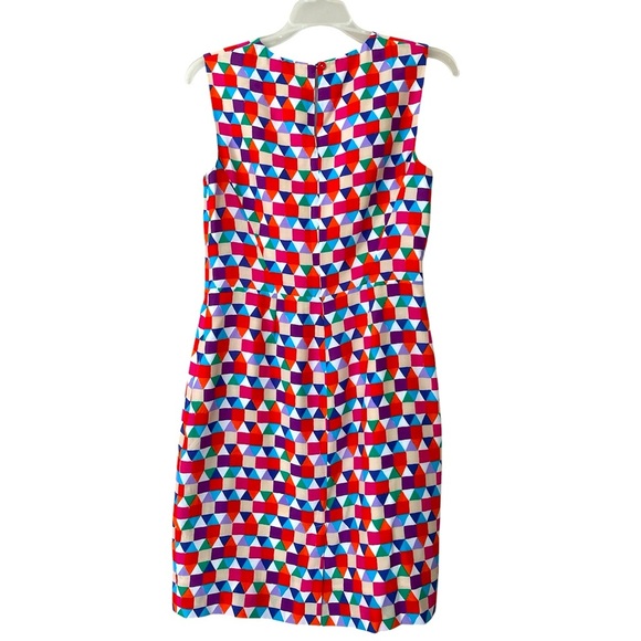 Kate Spade Abbey Bright Geometric Print Sheath Silk Blend Dress Size 2 - Picture 3 of 6
